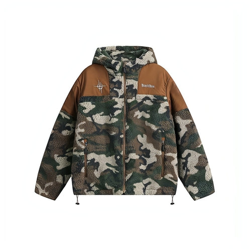 Men's Retro Camouflage Hooded Cotton Coat Jacket
