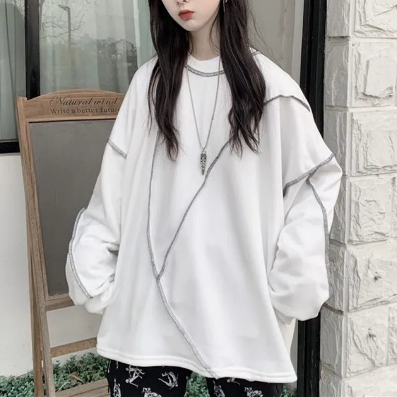 Harajuku BF Style Black Hip-hop Streetwear Pullover