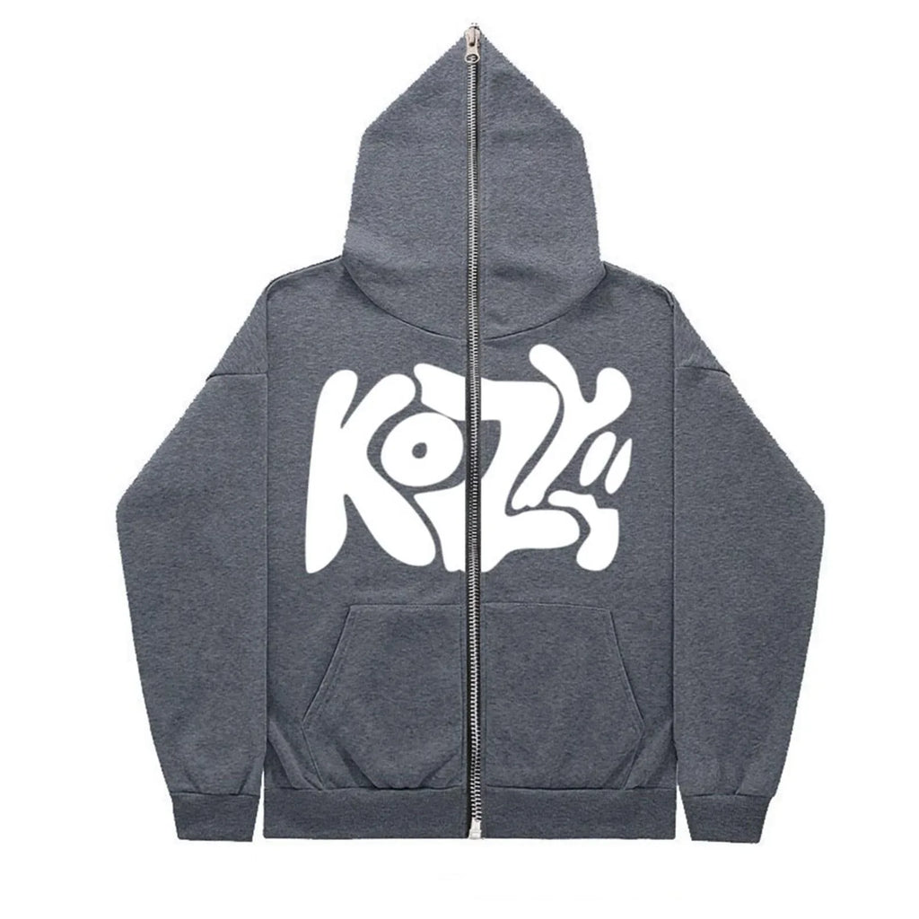 "KOZY" Fashionable Streetwear Full Zip Hoodie