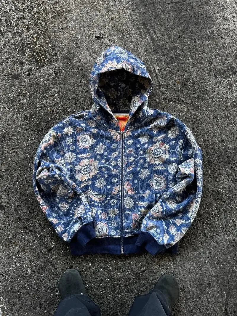 American Retro Bandana Style Oversized Hoodie Streetwear