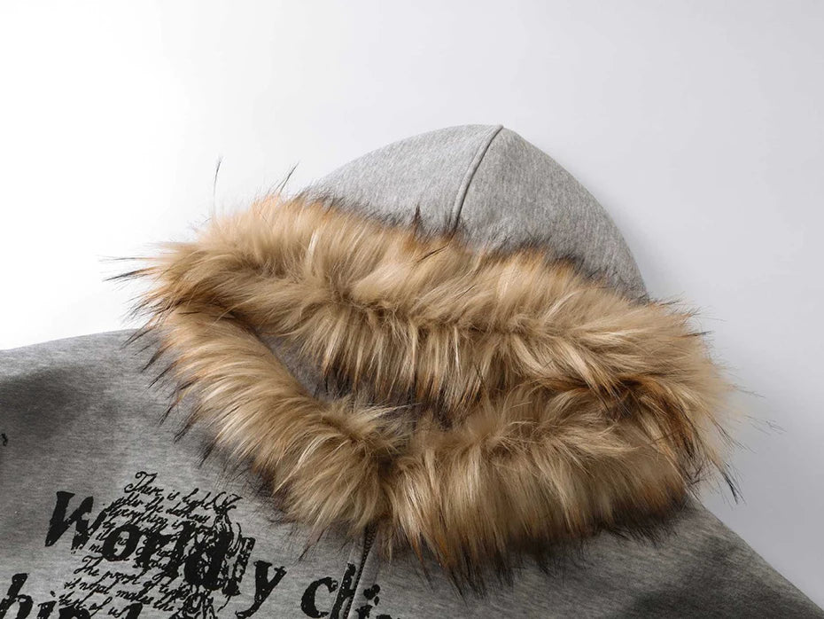 Fur Collar Hoodies Jackets Y2K
