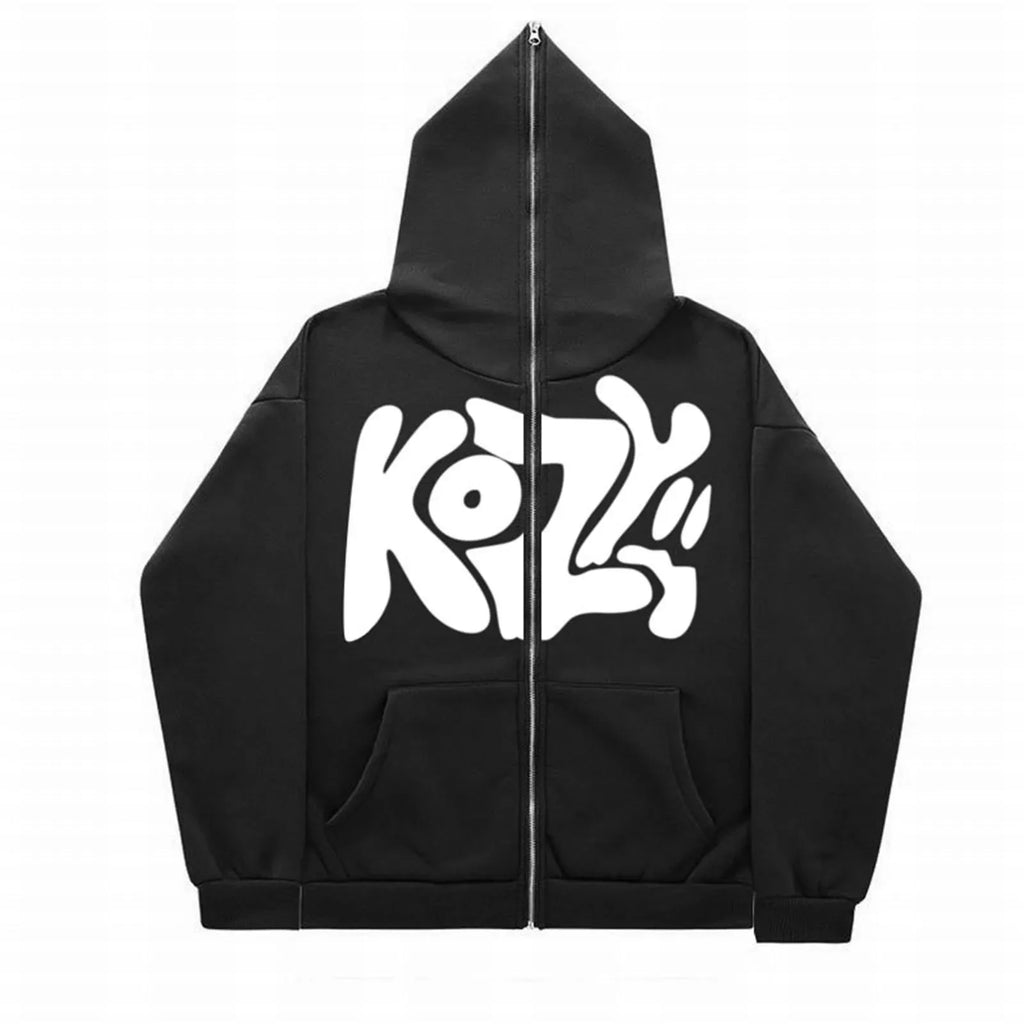 "KOZY" Fashionable Streetwear Full Zip Hoodie