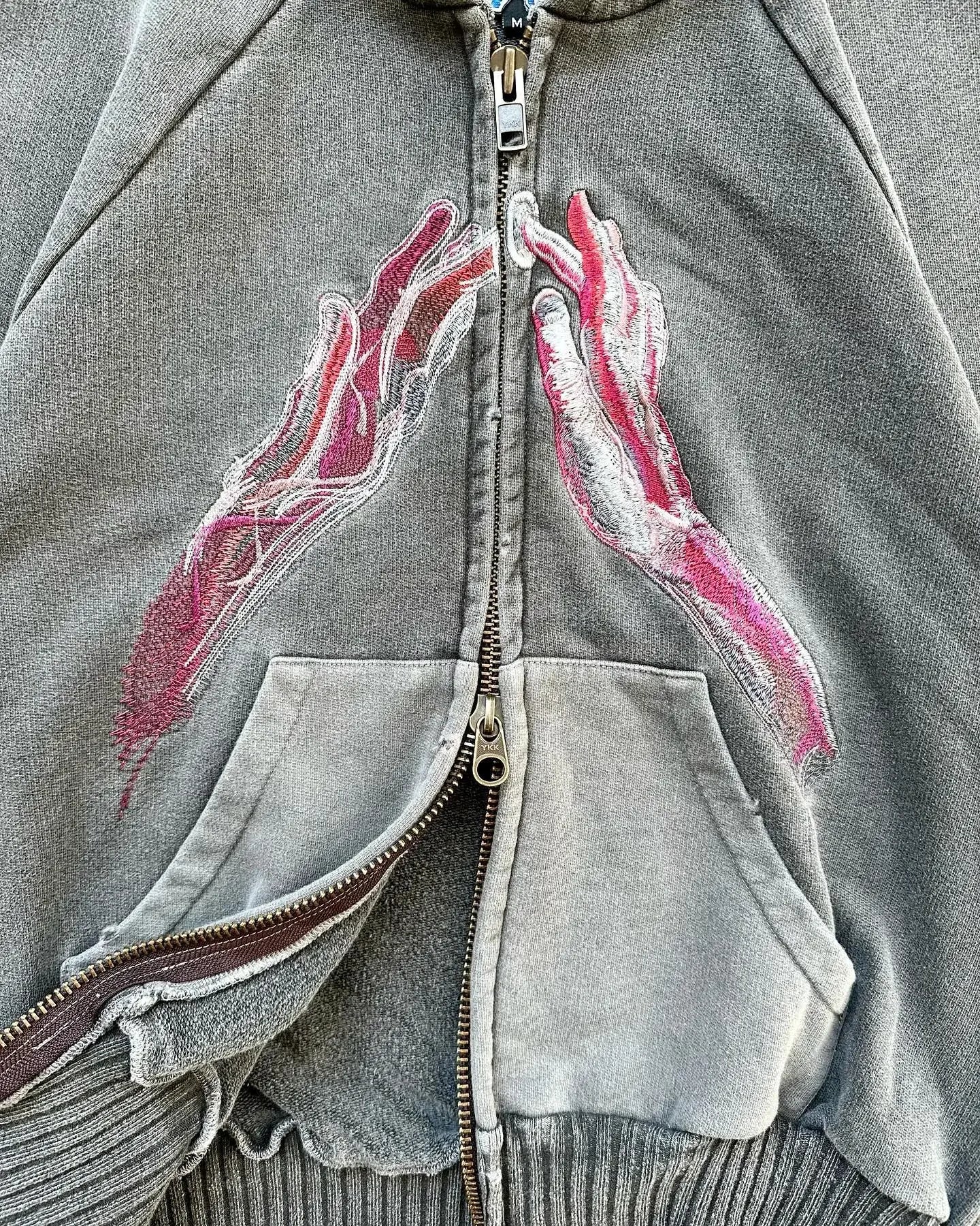 Goth Sweatshirt Zip Up Hoodie Streetwear