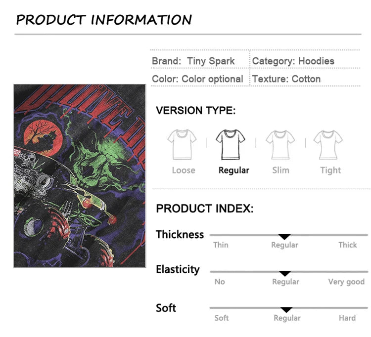 Grave Digger Graphic Washed Black Hooded Pullover Heavy Cotton