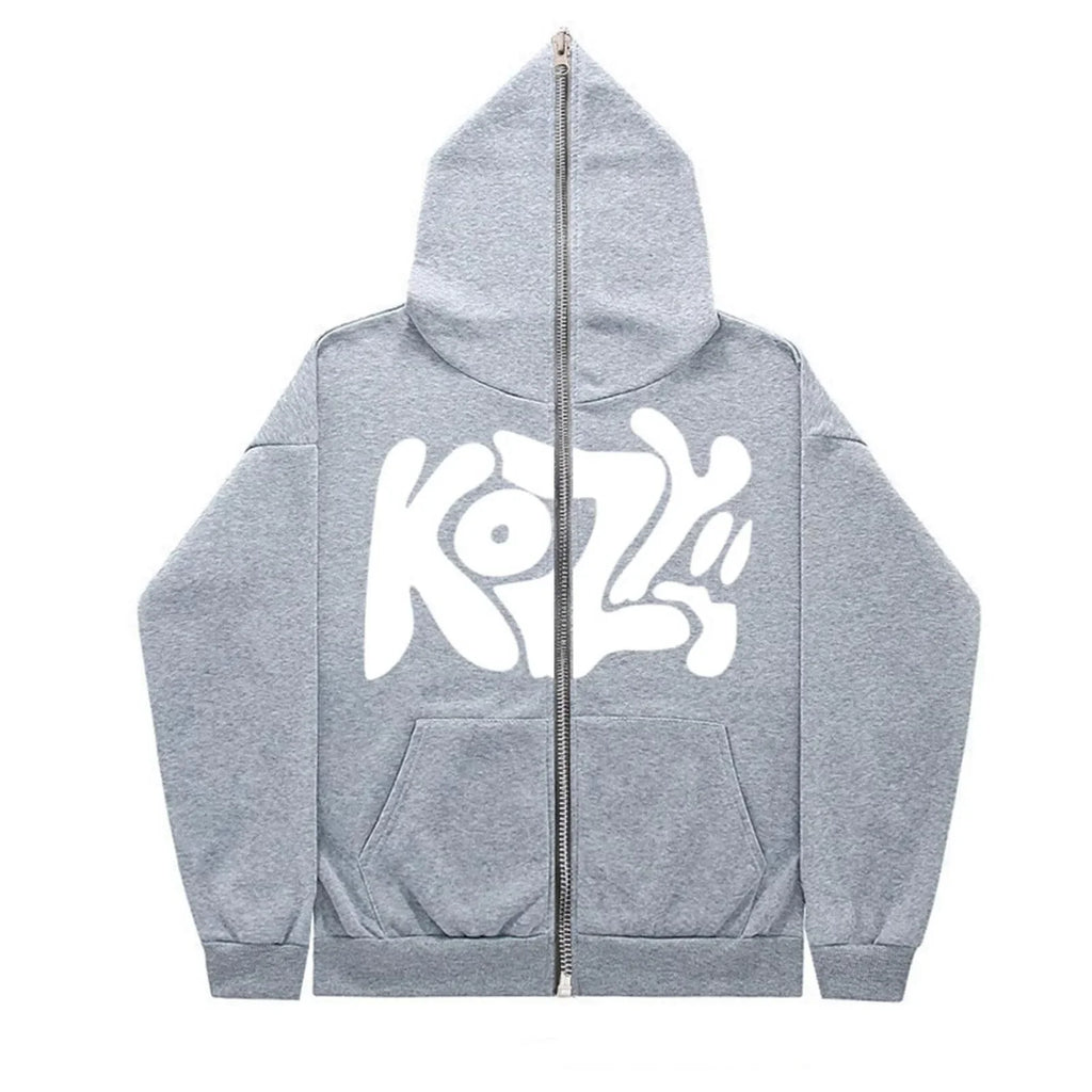 "KOZY" Fashionable Streetwear Full Zip Hoodie