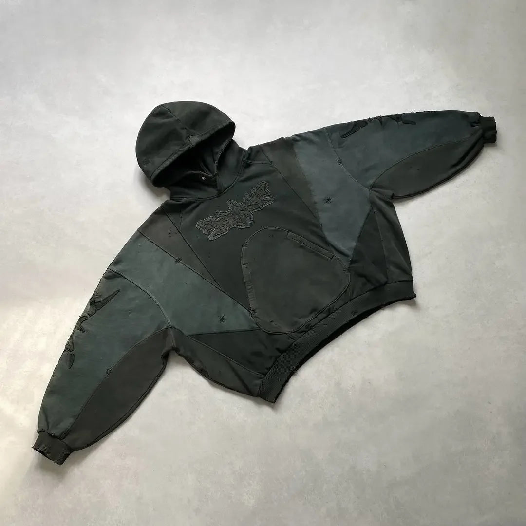 Retro Embroidery Men Y2k Hoodie