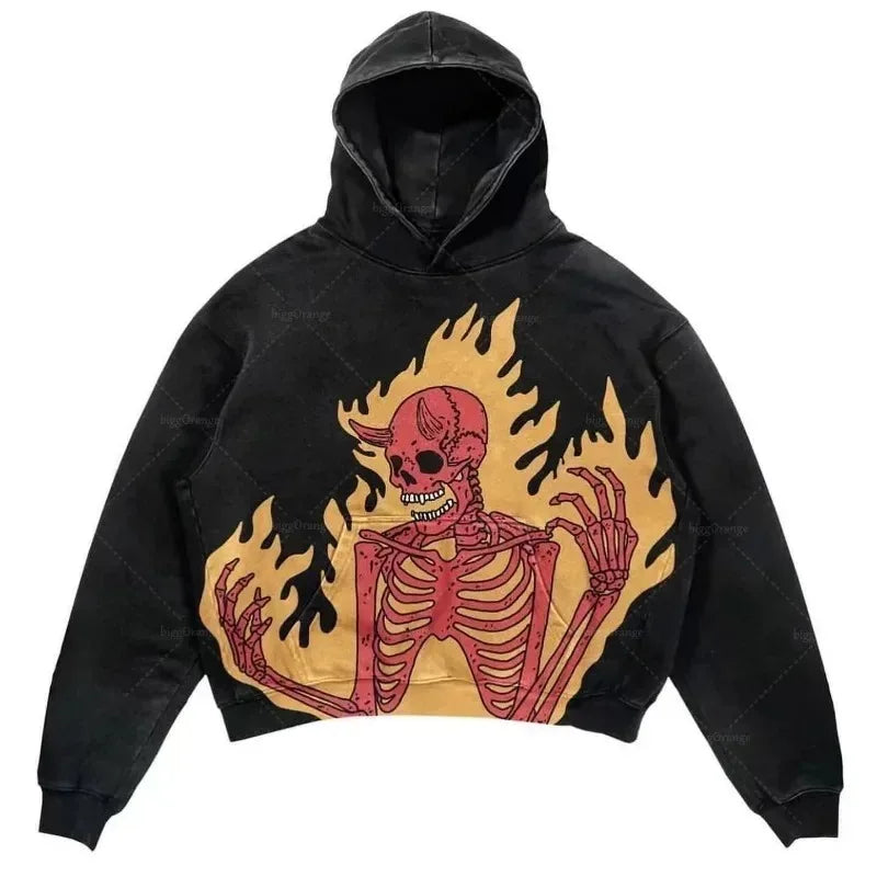Punk Style Streetwear Halloween Pullover Hoodies