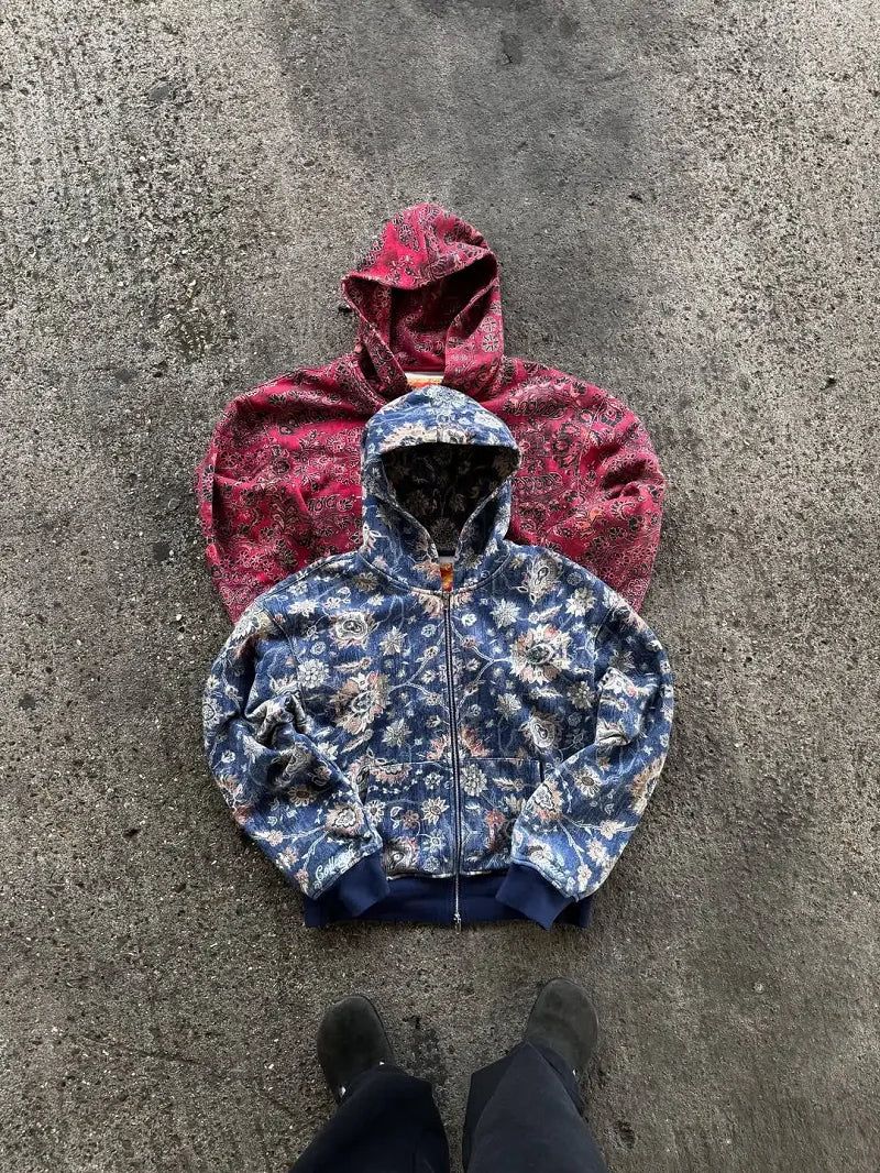 American Retro Bandana Style Oversized Hoodie Streetwear