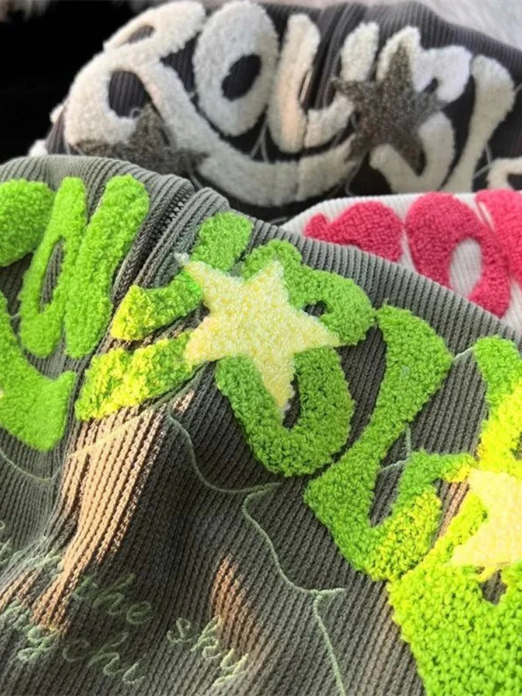 Fashion Embroidery Zip Up Streetwear Hoodies