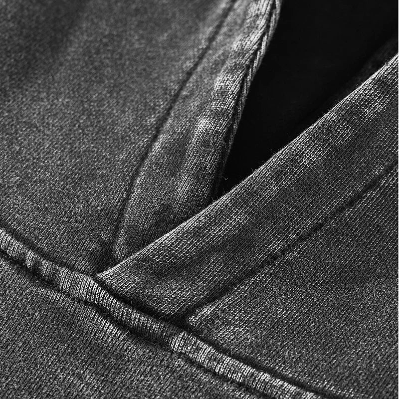 Grave Digger Graphic Washed Black Hooded Pullover Heavy Cotton