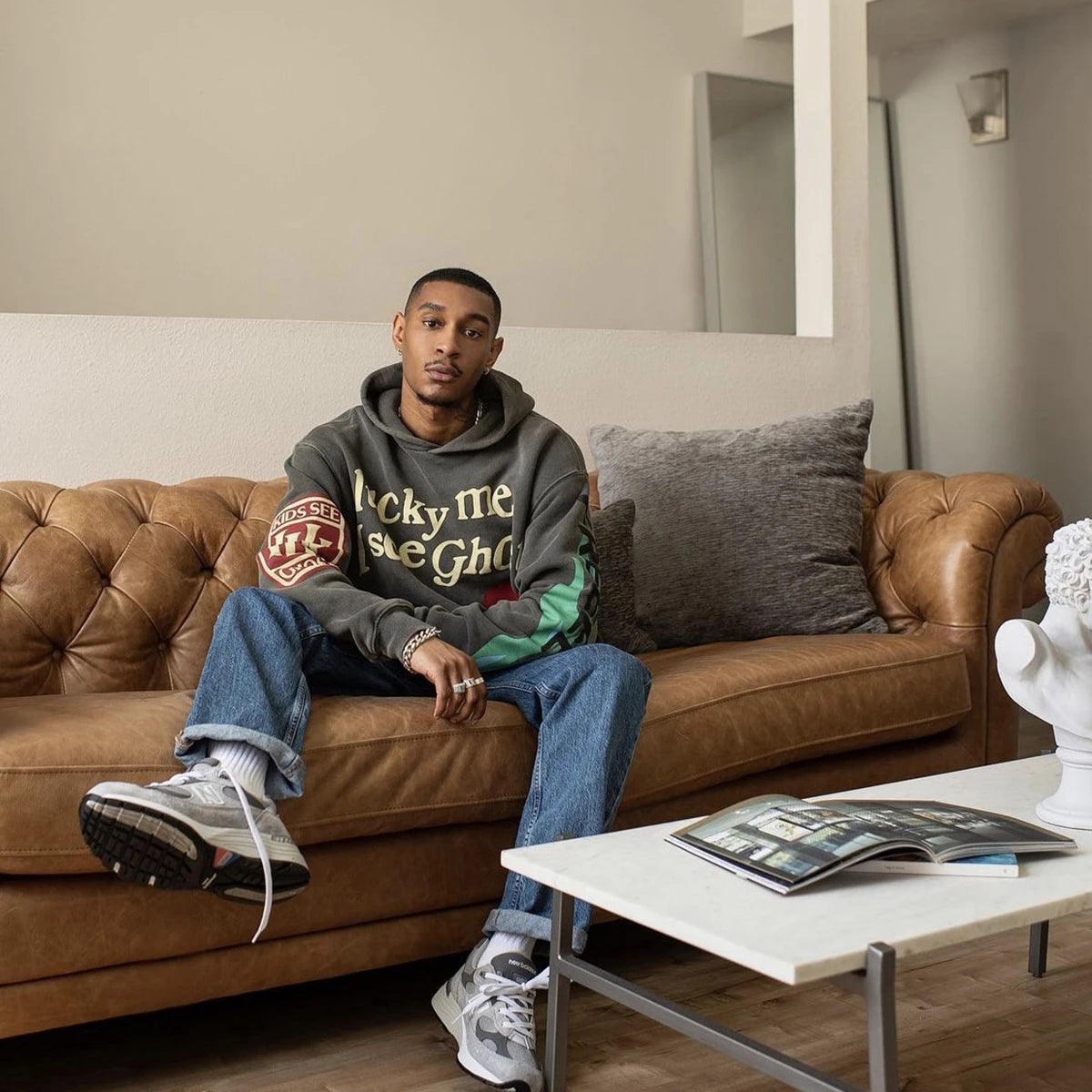 Lucky Me Foam Print Oversize Loose Streetwear Hoodies